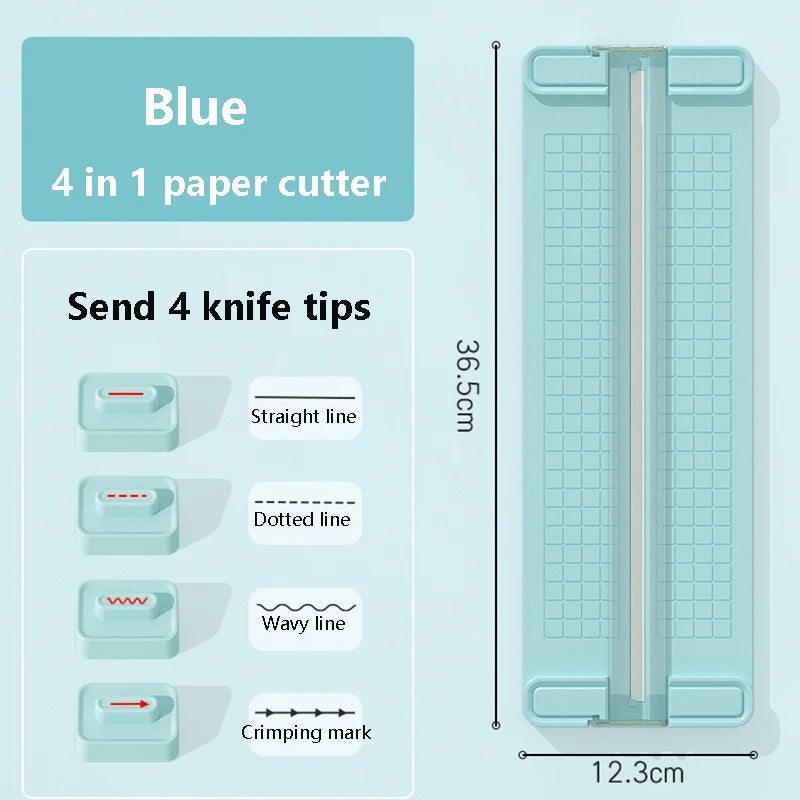 1PC 4 in 1 two-way paper cutter, manual office paper cutter, send 4 cutter heads,design for schools, offices and homes