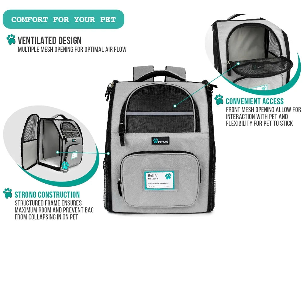Deluxe Pet Carrier Backpack, Light Gray