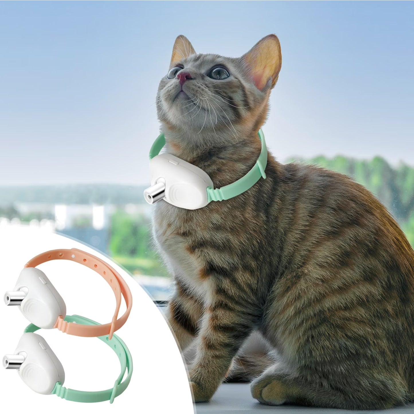 WLOELOEW Mint Green Automatic Laser Pointer Collar for Cats Wearable Interactive Cat Toy Usb Rechargeable Smart Amusing Pet Collar Plastic and Silicone Material Mint Green