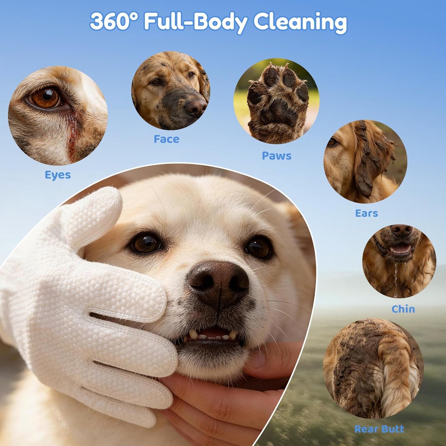 Pet Hydrosol SPA Glove Wipes, 10 Individually Wrapped Packs, No Rinse Dog & Cat Grooming Wipes, Deodorizing Waterless Pet Cleaning Gloves with Jojoba Oil & Olive Oil for Travel & Home