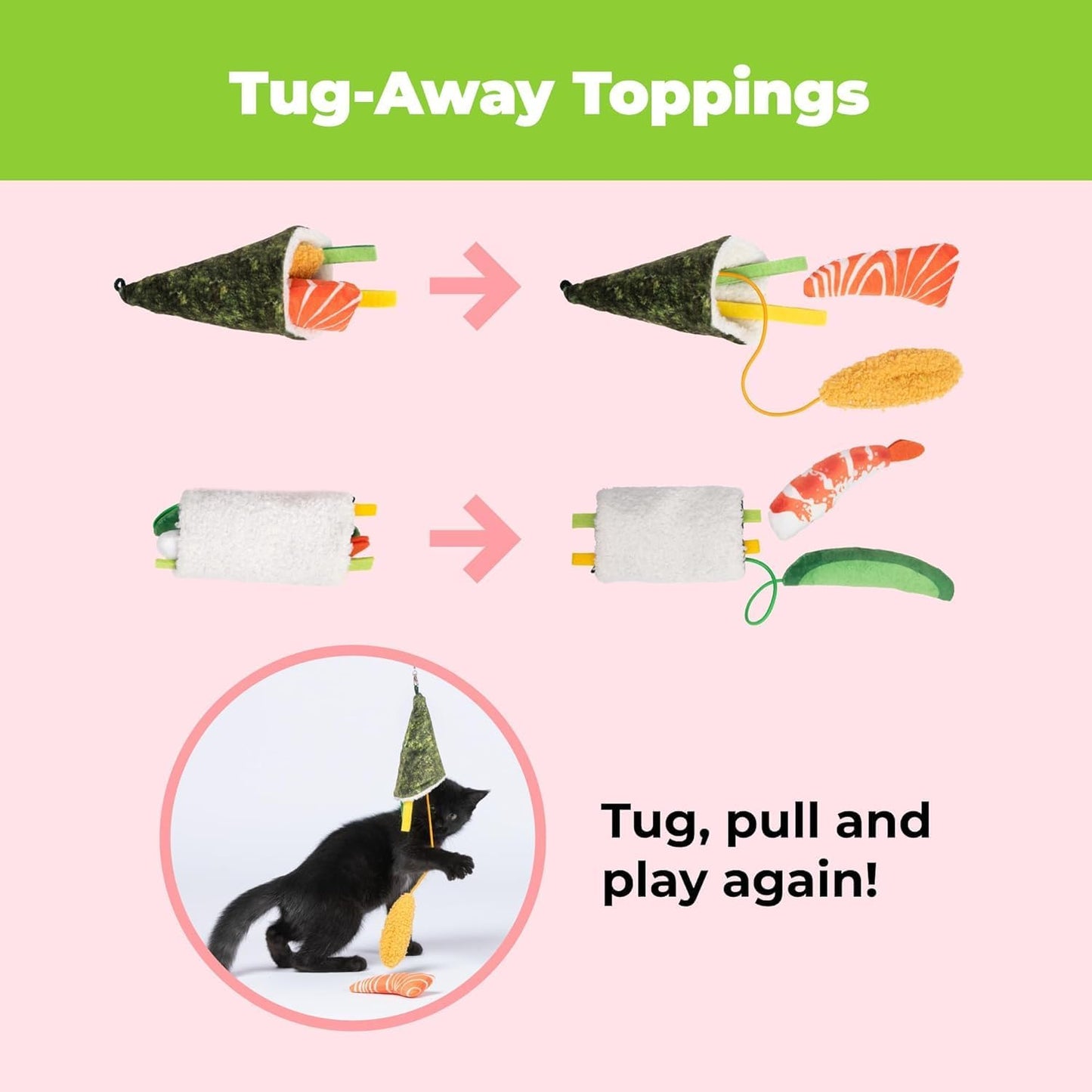 Catify Ultimate Cat Play Gift Set – Scratcher Ramp, Sushi Roll Catnip Toys & Squeaking Mice Toys