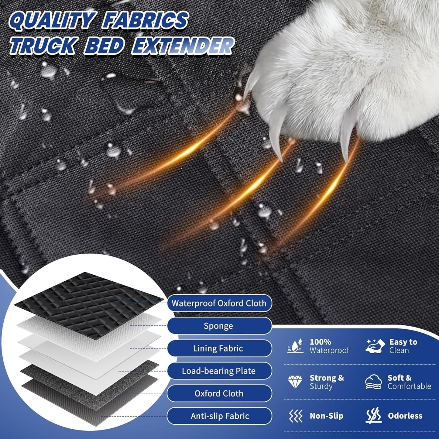 Truck Dog Seat Cover Back Seat, Hard Bottom Heavy-Duty 100Lbs Holding for Dogs