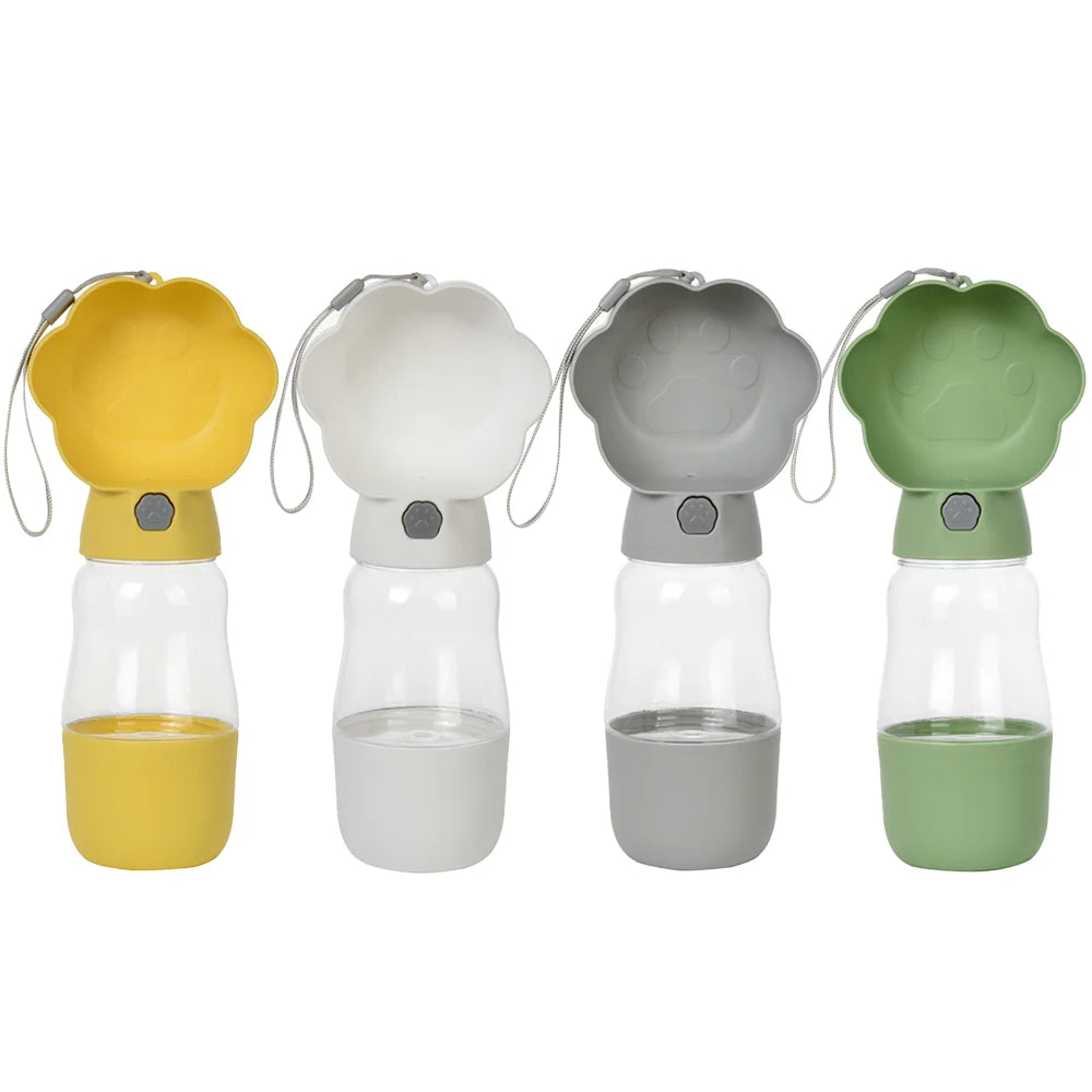 2 in 1 Dog Water Bottle with Food Container 530Ml Outdoor Portable Pet Water Dispenser Feeding Bowl for Small Large Dogs Cats