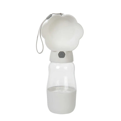 2 in 1 Dog Water Bottle with Food Container 530Ml Outdoor Portable Pet Water Dispenser Feeding Bowl for Small Large Dogs Cats