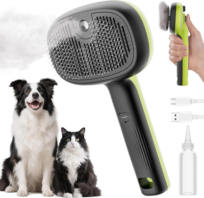 Steam Cat Brush Self Cleaning Pet Grooming Brush with Mist Spray