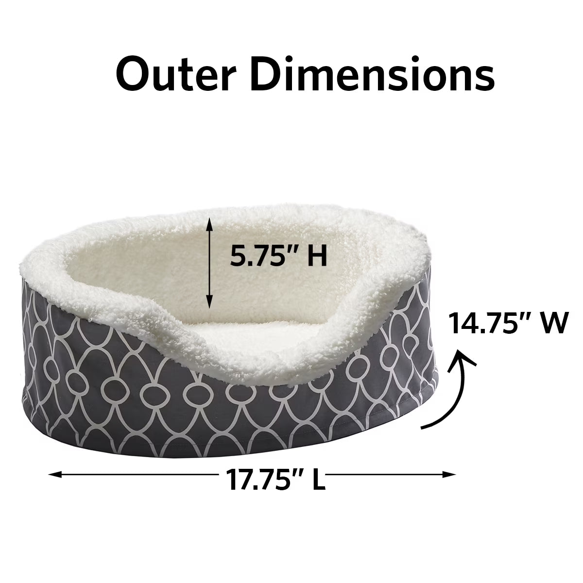 Orthopedic Egg-Crate Cuddle Pet Bed with Removable Cover, Gray Geometric