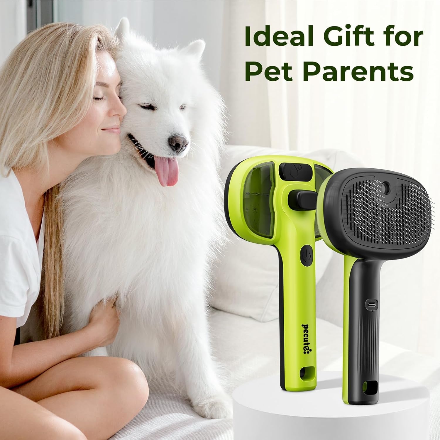 Steam Cat Brush Self Cleaning Pet Grooming Brush with Mist Spray