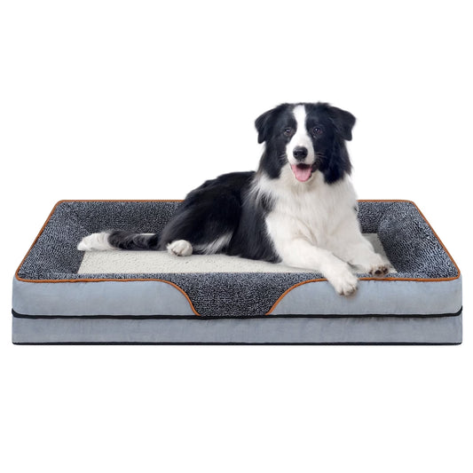 Dog Beds for Large Medium Small Dogs Orthopedic Pet Bed Sofa Supportive Egg Crate Foam Animal Couch with Removable Washable Cover Non Skid Bottom S to XL