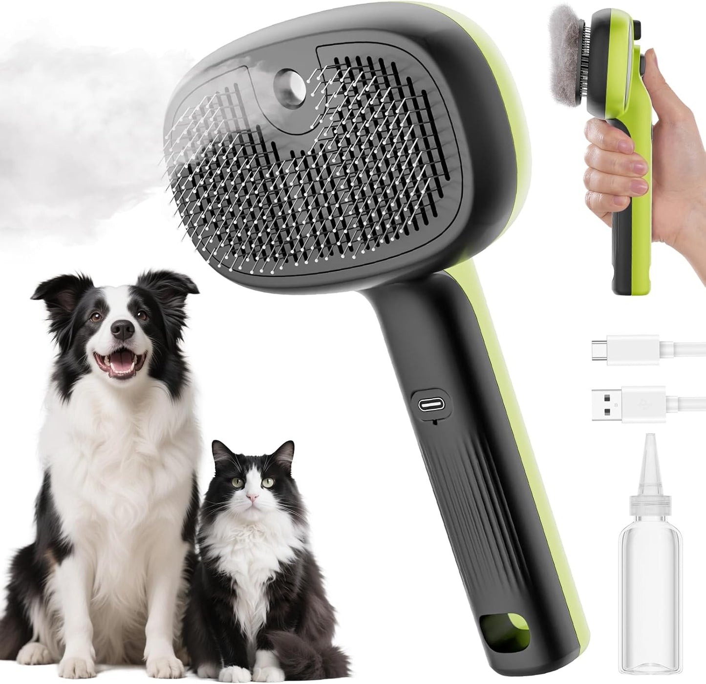 Steam Cat Brush Self Cleaning Pet Grooming Brush with Mist Spray