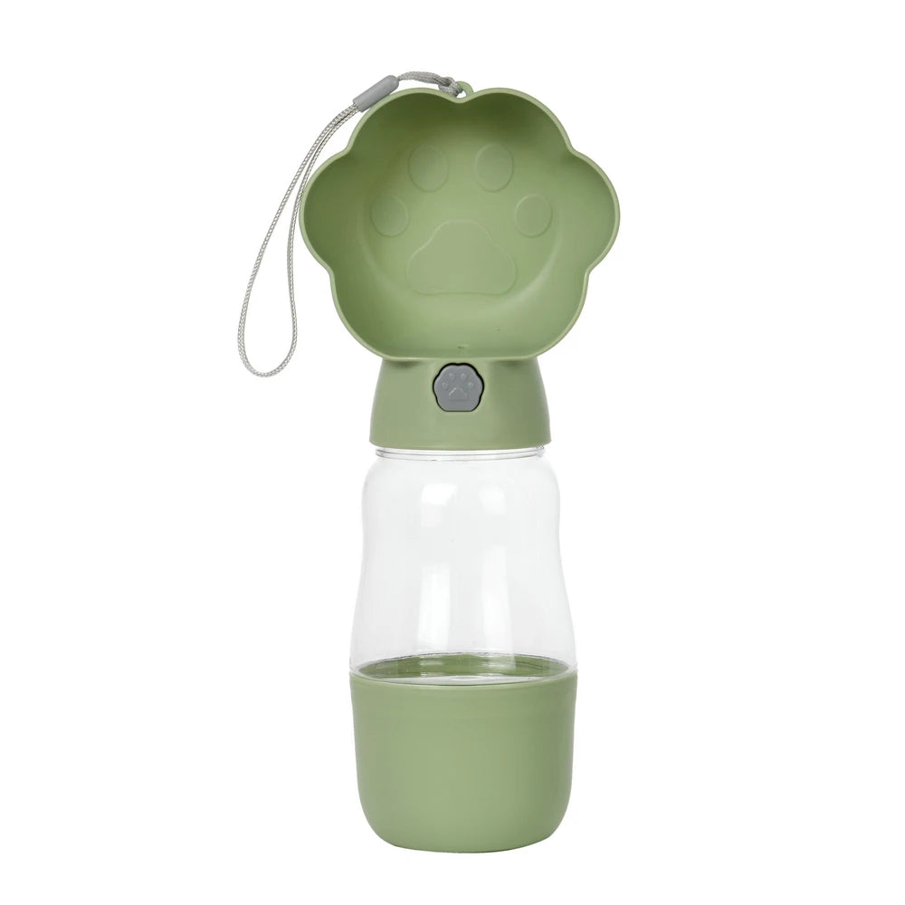 2 in 1 Dog Water Bottle with Food Container 530Ml Outdoor Portable Pet Water Dispenser Feeding Bowl for Small Large Dogs Cats