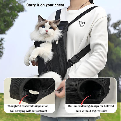 Pet Carrier Backpack, Adjustable Pet Front Carriers for Small Medium Dogs Cats 5-18 Lbs, Legs Out, Dog Cat Carrier Backpack for Hiking,Camping,Traveling,Cycling (Black, Medium（Fit:5-10Lb）)