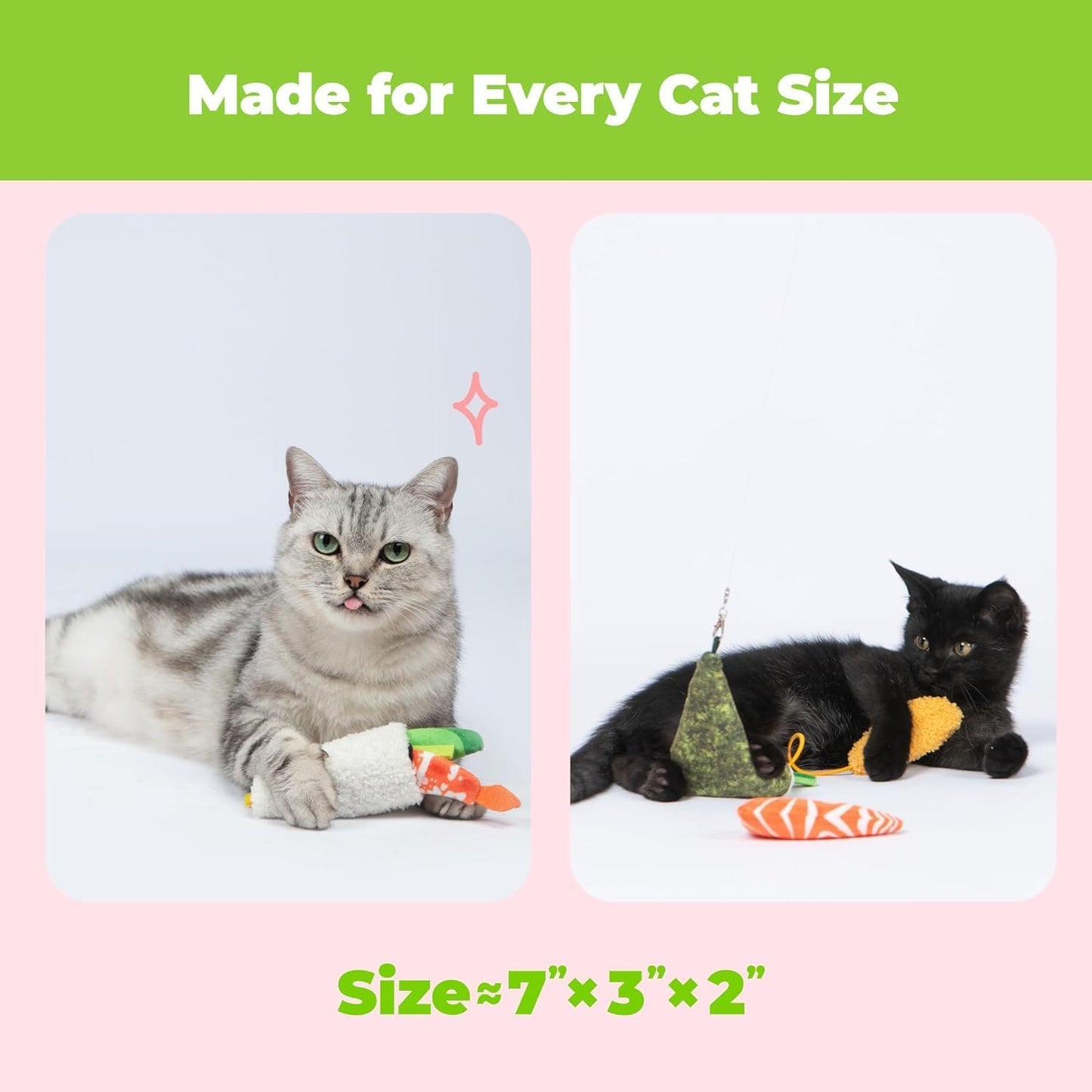 Catify Ultimate Cat Play Gift Set – Scratcher Ramp, Sushi Roll Catnip Toys & Squeaking Mice Toys