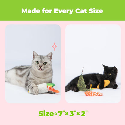 Catify Ultimate Cat Play Gift Set – Scratcher Ramp, Sushi Roll Catnip Toys & Squeaking Mice Toys