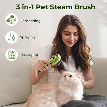 Steam Cat Brush Self Cleaning Pet Grooming Brush with Mist Spray