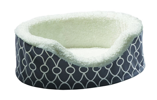 Orthopedic Egg-Crate Cuddle Pet Bed with Removable Cover, Gray Geometric