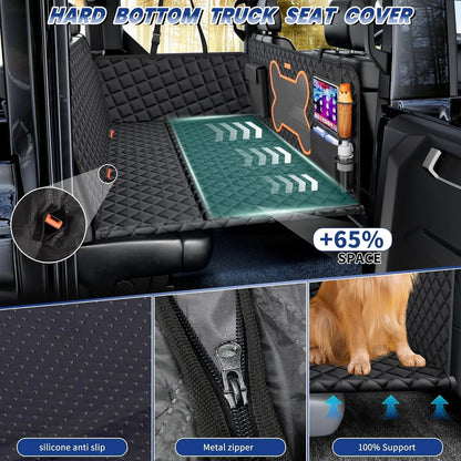 Truck Dog Seat Cover Back Seat, Hard Bottom Heavy-Duty 100Lbs Holding for Dogs