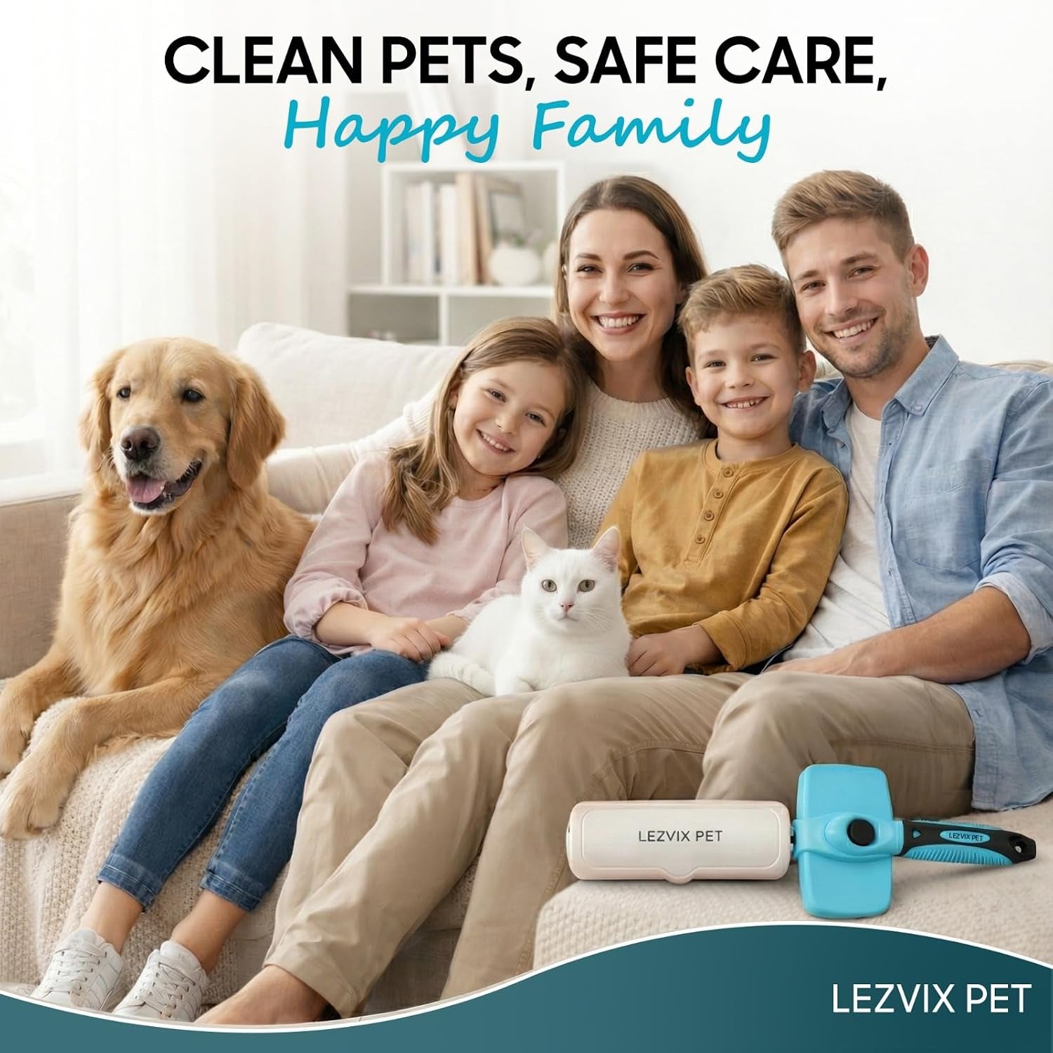 Self Cleaning Slicker Brush for Dogs & Cats – Dog & Cat Grooming Brush for Shedding, Deshedding, Undercoat Care & Loose Fur Removal