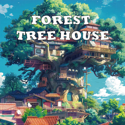 20 Page TREEHOUSE FANTASY Coloring Book for Adults Landscape Pattern Designs Stress Relief Relaxation DIY Graffiti Painting Book