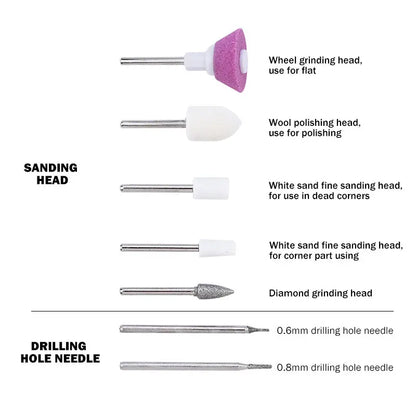 A Set Drill Equipments with 7 Drill Screw Epoxy Resin Jewelry Making Tools Grinding Polishing Tools for Jewelry Craft DIY