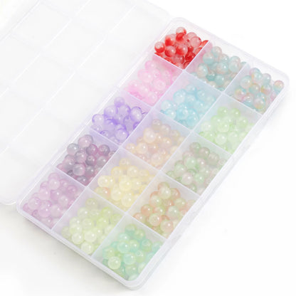 Glass Beads Bracelet Making Kits 28 Colors 8mm Crystal Beads Round Gemstone Stone Beads with Accessories for Jewelry Making DIY