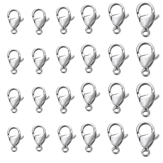 100pcs 9 10 11 12 13 15mm Stainless Steel Lobster Clasp Hook for DIY Necklace Bracelet Chain Jewelry Making Findings Accessories