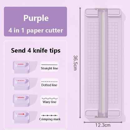 1PC 4 in 1 two-way paper cutter, manual office paper cutter, send 4 cutter heads,design for schools, offices and homes