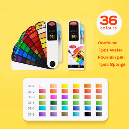 18/24/42/60 Solid Watercolor Pigment Set Foldable Travel WaterColor With Water Brush Pen Art Specific Fan Shaped Painting Tool