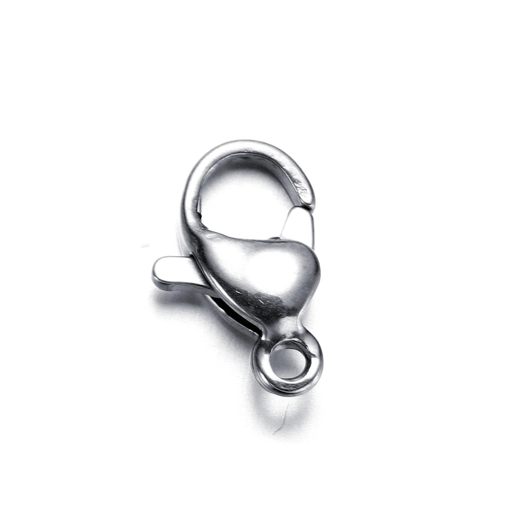 100pcs 9 10 11 12 13 15mm Stainless Steel Lobster Clasp Hook for DIY Necklace Bracelet Chain Jewelry Making Findings Accessories