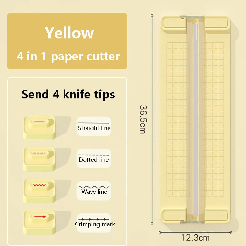 1PC 4 in 1 two-way paper cutter, manual office paper cutter, send 4 cutter heads,design for schools, offices and homes