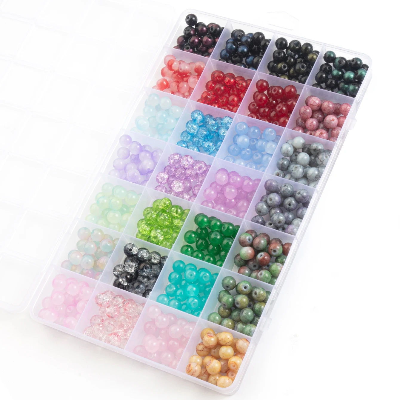 Glass Beads Bracelet Making Kits 28 Colors 8mm Crystal Beads Round Gemstone Stone Beads with Accessories for Jewelry Making DIY