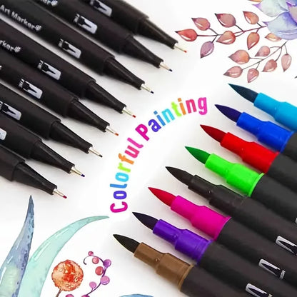 Vibrant Double-Ended Watercolor Markers – Art Set for Drawing & Crafts, Durable Plastic Bodies, Christmas Gift