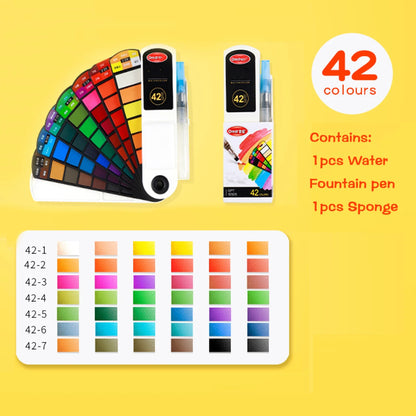 18/24/42/60 Solid Watercolor Pigment Set Foldable Travel WaterColor With Water Brush Pen Art Specific Fan Shaped Painting Tool