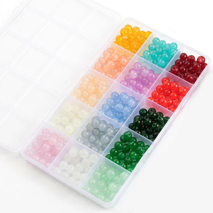 Glass Beads Bracelet Making Kits 28 Colors 8mm Crystal Beads Round Gemstone Stone Beads with Accessories for Jewelry Making DIY