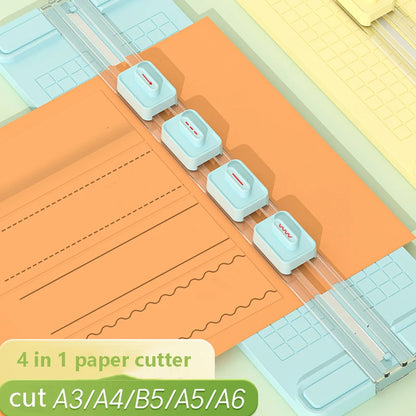 1PC 4 in 1 two-way paper cutter, manual office paper cutter, send 4 cutter heads,design for schools, offices and homes