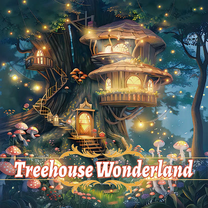 20 Page TREEHOUSE FANTASY Coloring Book for Adults Landscape Pattern Designs Stress Relief Relaxation DIY Graffiti Painting Book