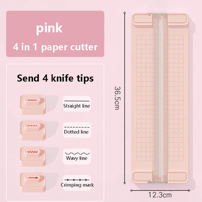 1PC 4 in 1 two-way paper cutter, manual office paper cutter, send 4 cutter heads,design for schools, offices and homes