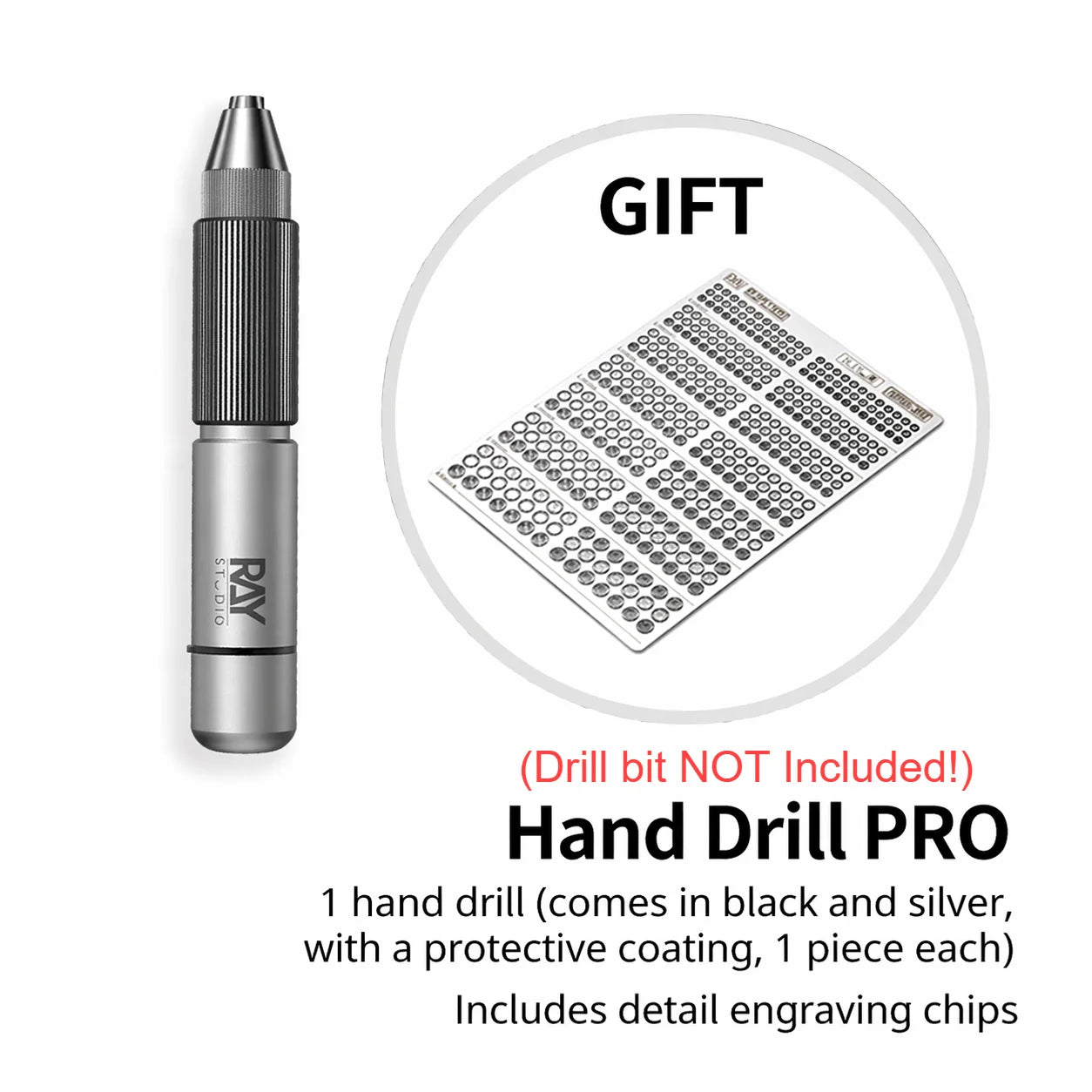 RAY STUDIO RHD Hatch Hand Drill Clamps 0.2~3.175mm Bits for Model & Figure Drilling Hobby Tool