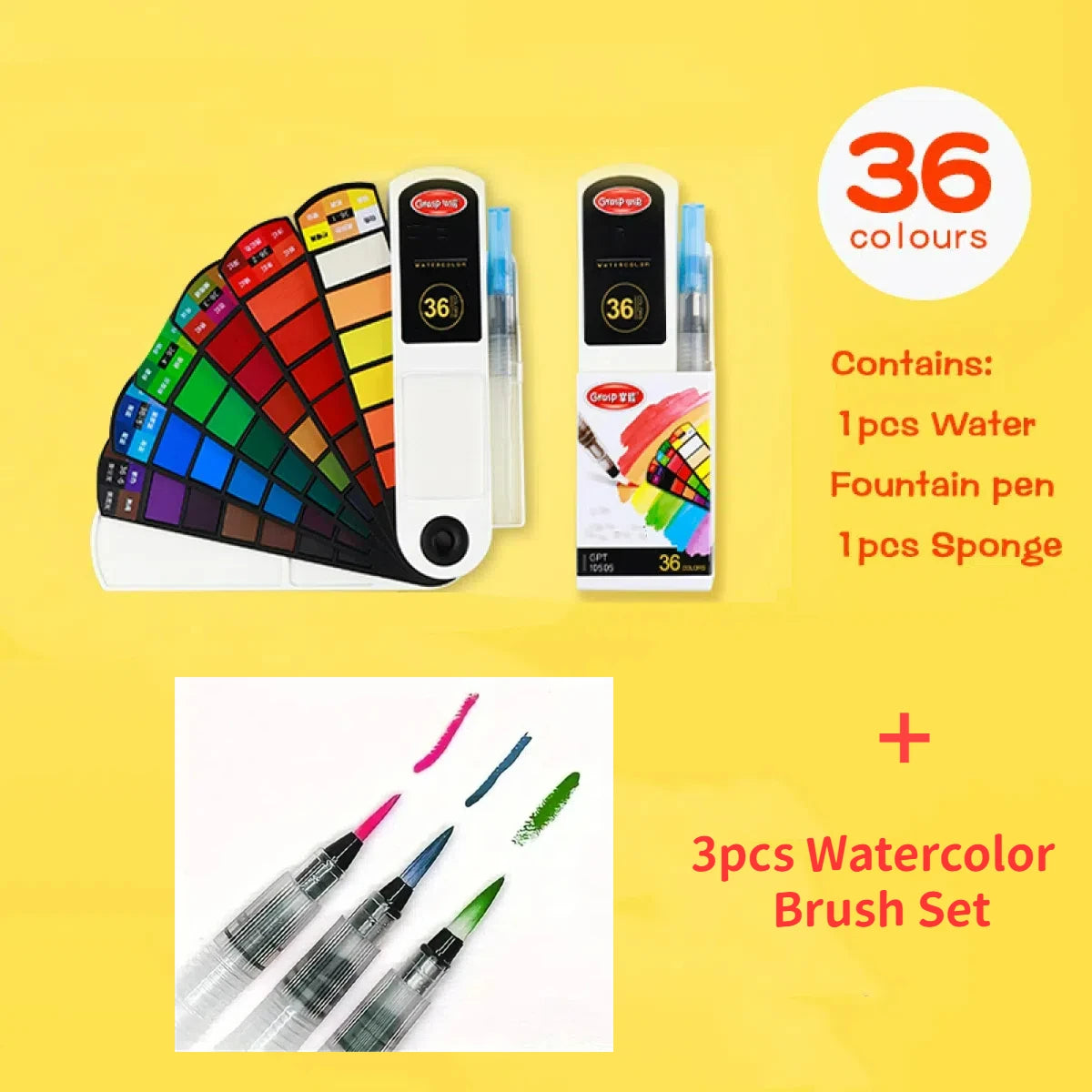 18/24/42/60 Solid Watercolor Pigment Set Foldable Travel WaterColor With Water Brush Pen Art Specific Fan Shaped Painting Tool