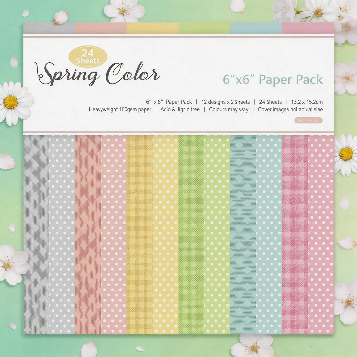 12 Sheets Pastel Spring Craft Paper Pack for Scrapbooking Card Making DIY Origami Background Paper with Cutting Dies