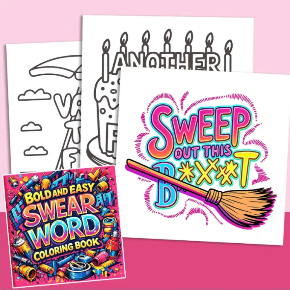 Bold And Easy Swear Word Graffiti Coloring Book For Adults Stress Relief Anti-Anxiety Art Therapy Gift