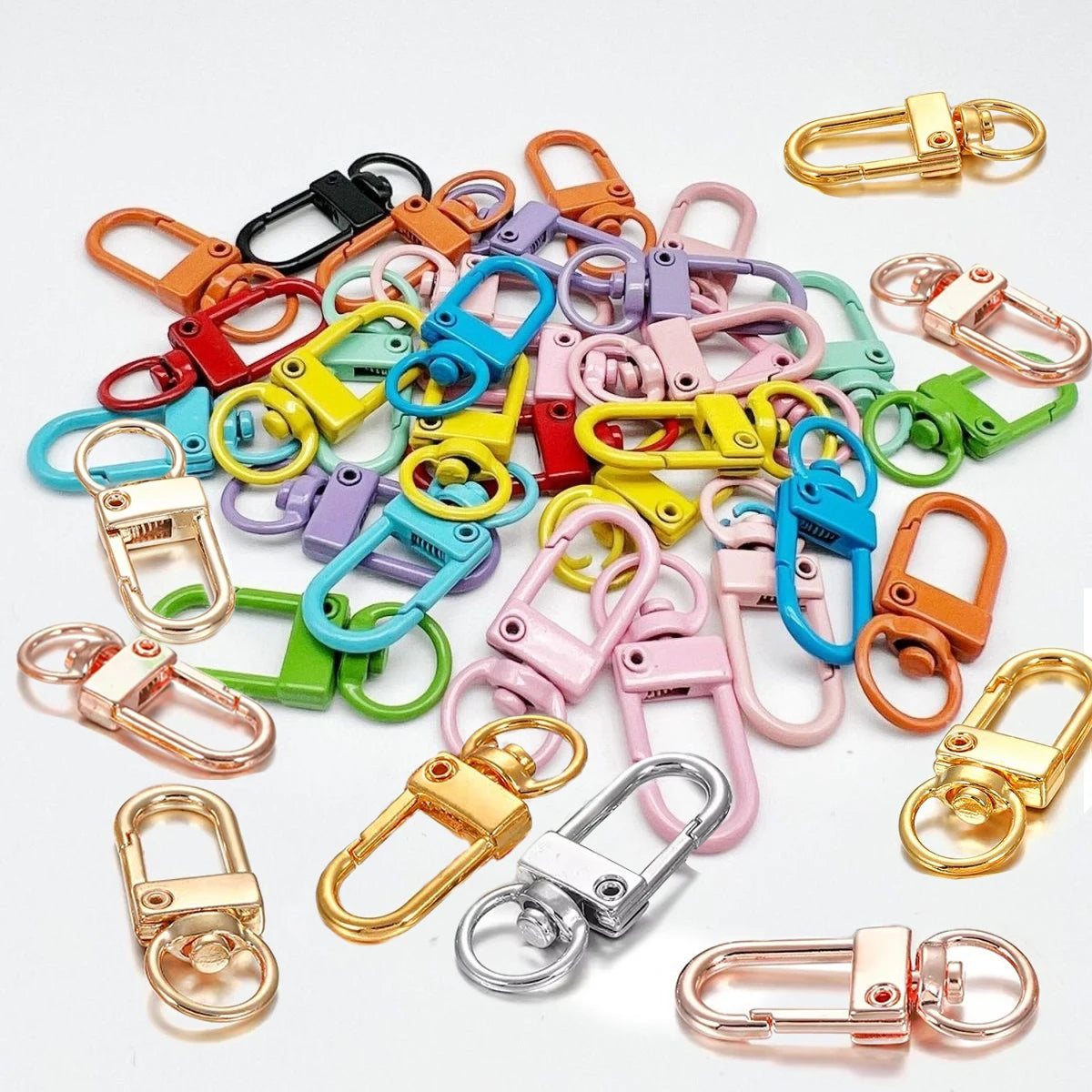 10/30/50Pcs/Lot Colorful Alloy Snap Lobster Clasp Hooks Keychain Findings for DIY Jewelry Making Key Ring Accessories Wholesale