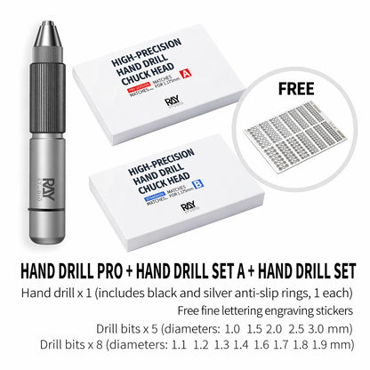 RAY STUDIO RHD Hatch Hand Drill Clamps 0.2~3.175mm Bits for Model & Figure Drilling Hobby Tool