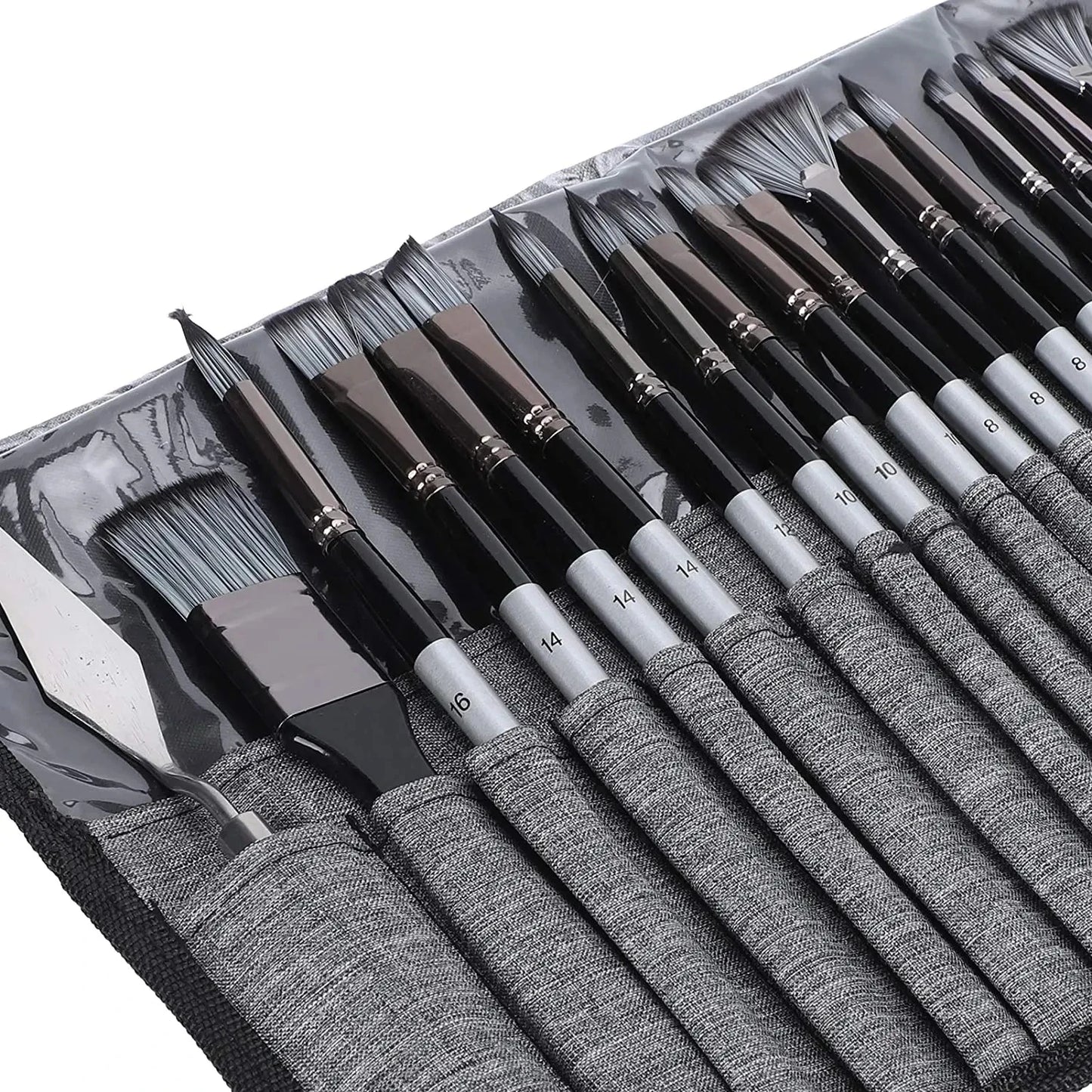 24pcs Mixed Art Brush Combination Set with Palette Knife and Painting Bag for Acrylic, Watercolor, Oil Painting and Fine Art