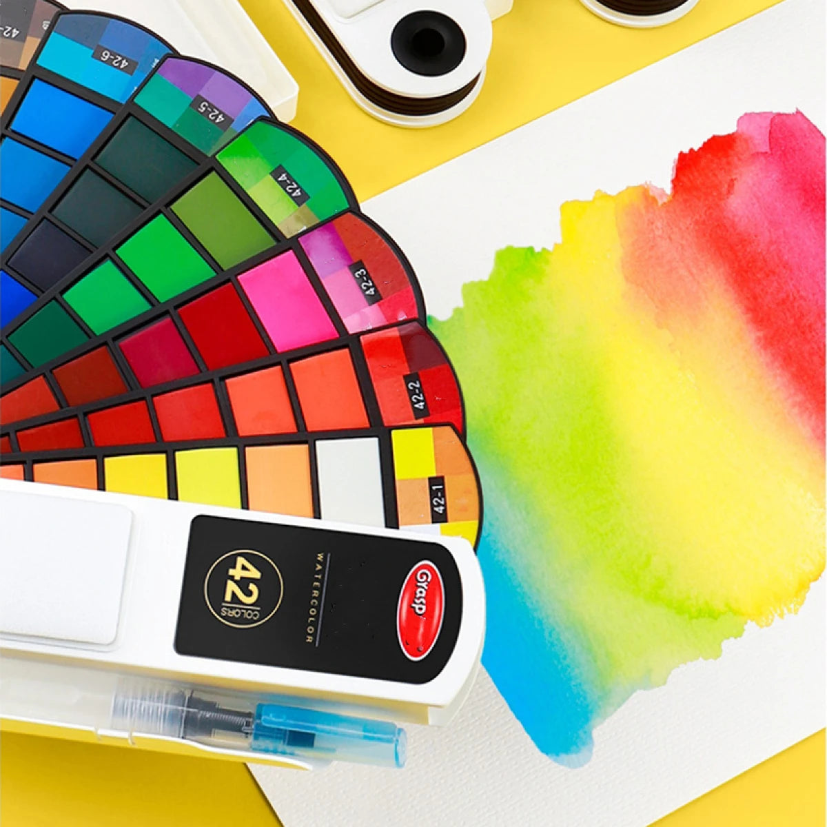 18/24/42/60 Solid Watercolor Pigment Set Foldable Travel WaterColor With Water Brush Pen Art Specific Fan Shaped Painting Tool