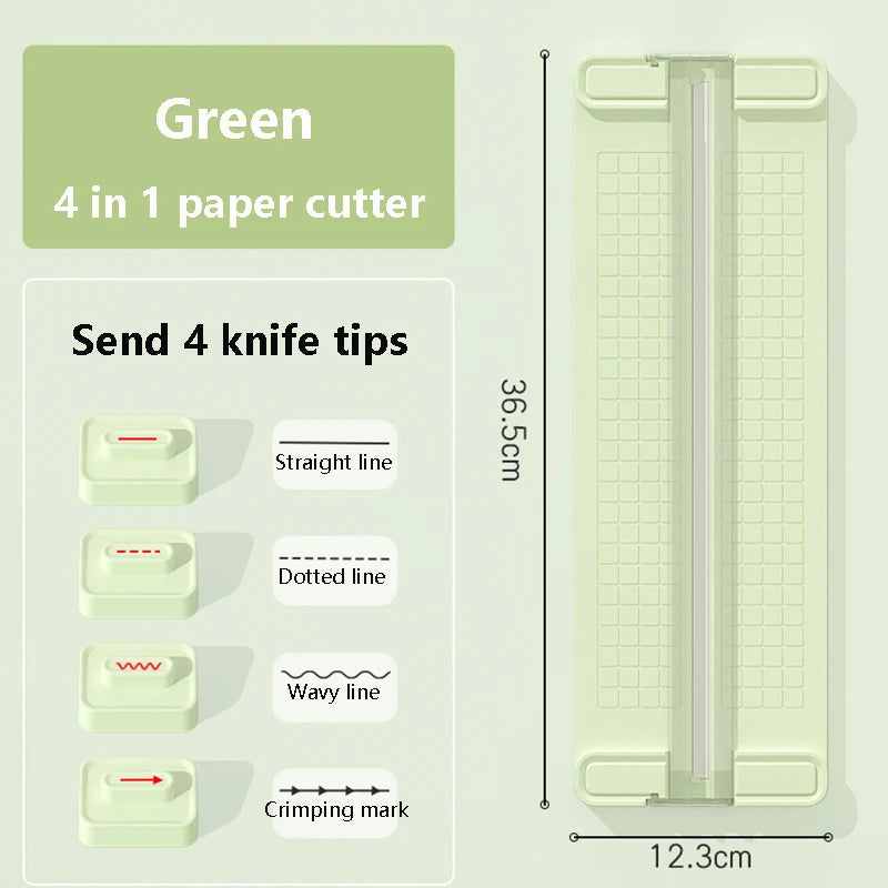 1PC 4 in 1 two-way paper cutter, manual office paper cutter, send 4 cutter heads,design for schools, offices and homes