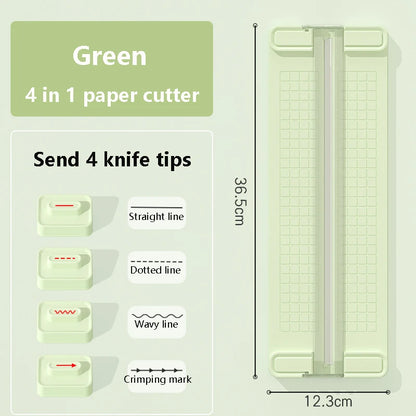 1PC 4 in 1 two-way paper cutter, manual office paper cutter, send 4 cutter heads,design for schools, offices and homes