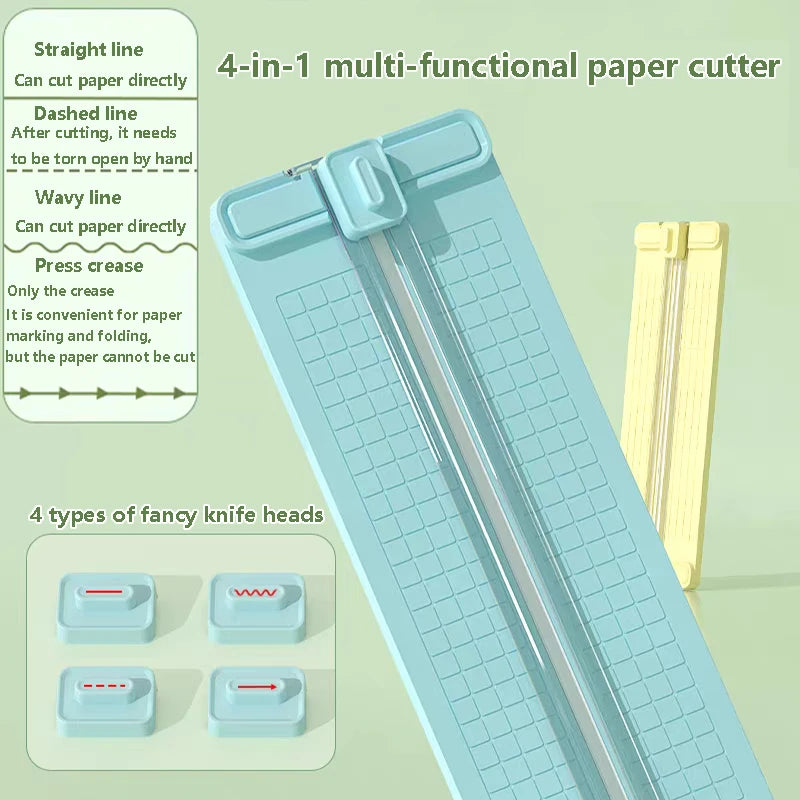 1PC 4 in 1 two-way paper cutter, manual office paper cutter, send 4 cutter heads,design for schools, offices and homes