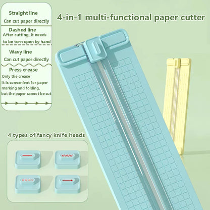 1PC 4 in 1 two-way paper cutter, manual office paper cutter, send 4 cutter heads,design for schools, offices and homes