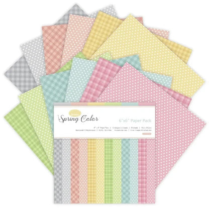 12 Sheets Pastel Spring Craft Paper Pack for Scrapbooking Card Making DIY Origami Background Paper with Cutting Dies