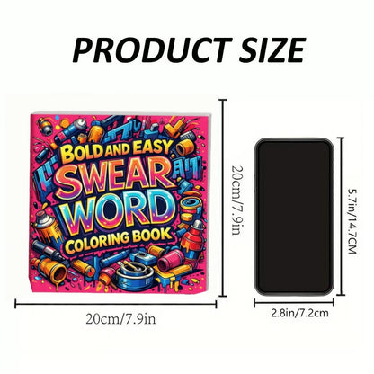 Bold And Easy Swear Word Graffiti Coloring Book For Adults Stress Relief Anti-Anxiety Art Therapy Gift